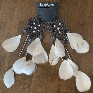 Bebe Heart & Feather Earrings